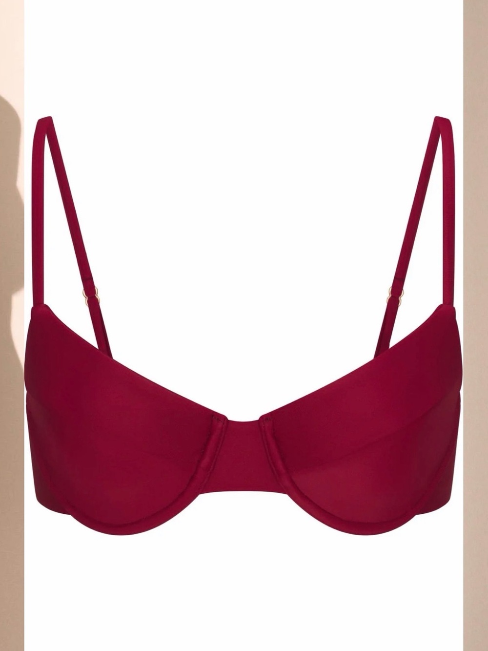 Sleek Wine-Red Balconette Bikini Top